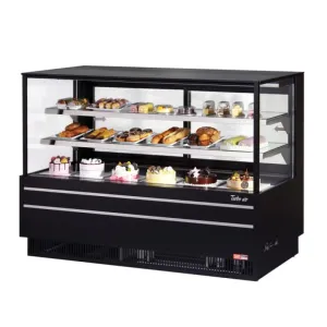 Turbo Air TCGB-72UF-W(B)-N 72 1/2 Full Service Deli Case w/ Straight Glass - (3) Levels. 115v. Black