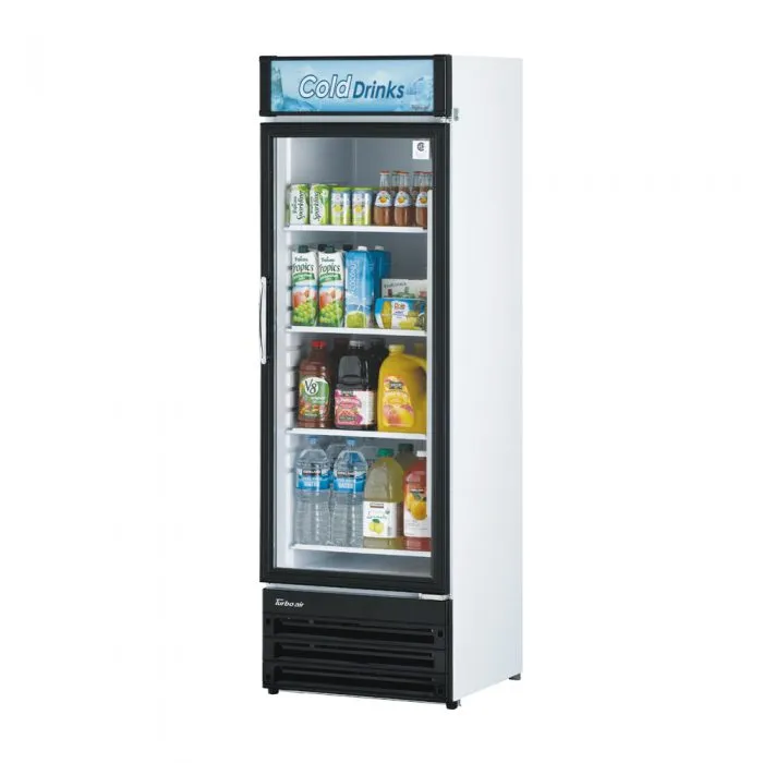 Turbo Air - TGM-14RV-N6. 1 Door Swing Glass Merchandiser. White Cabinet w/ Black Framed Front