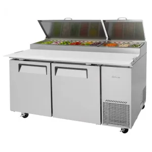 Turbo Air - TPR-67SD-N. Commercial Super Deluxe pizza prep table. Two-section