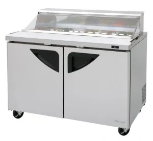 Turbo Air - TST-48SD-N-CL. Commercial Super Deluxe Sandwich/Salad Unit with Clear Lid. two-section