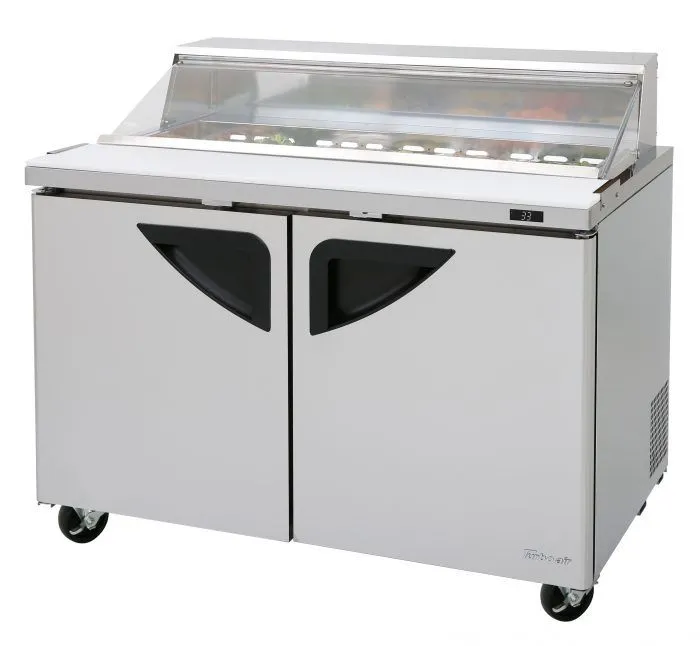 Turbo Air - TST-48SD-N-CL. Commercial Super Deluxe Sandwich/Salad Unit with Clear Lid. two-section
