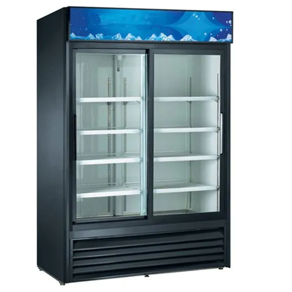 U-Star - USRFS-2D/B. Merchandiser Refrigerator 2 Door 32 Deep 54 Wide 80 High Black - Slide Door 47 Cubic Ft