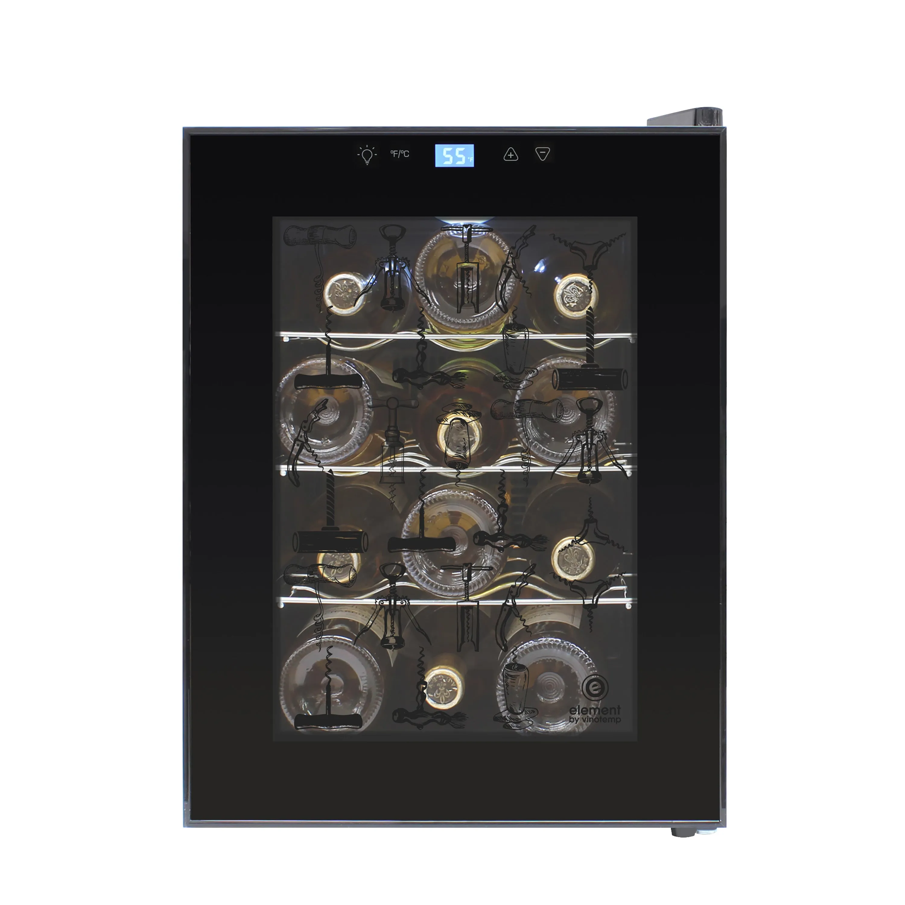 Vinotemp - EL-12TEDCS. Vinotemp Eco Series Single-Zone Thermoelectric Wine Cooler. 12 Bottle Capacity. in Black