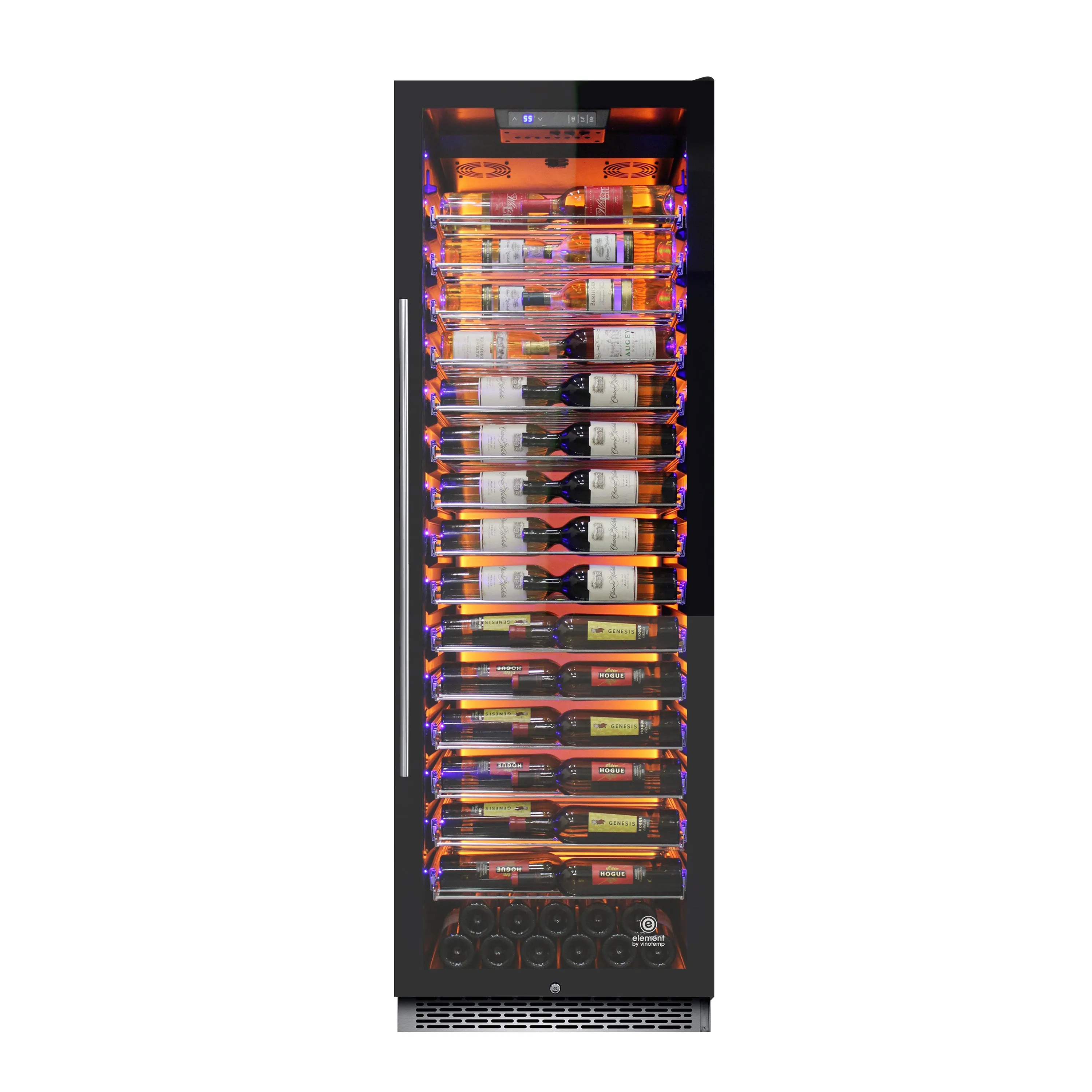 Vinotemp - EL-168COMM. Vinotemp Backlit Series Commercial 168 Single-Zone Wine Cooler. Right Hinge. 141 Bottle Capacity. in Black