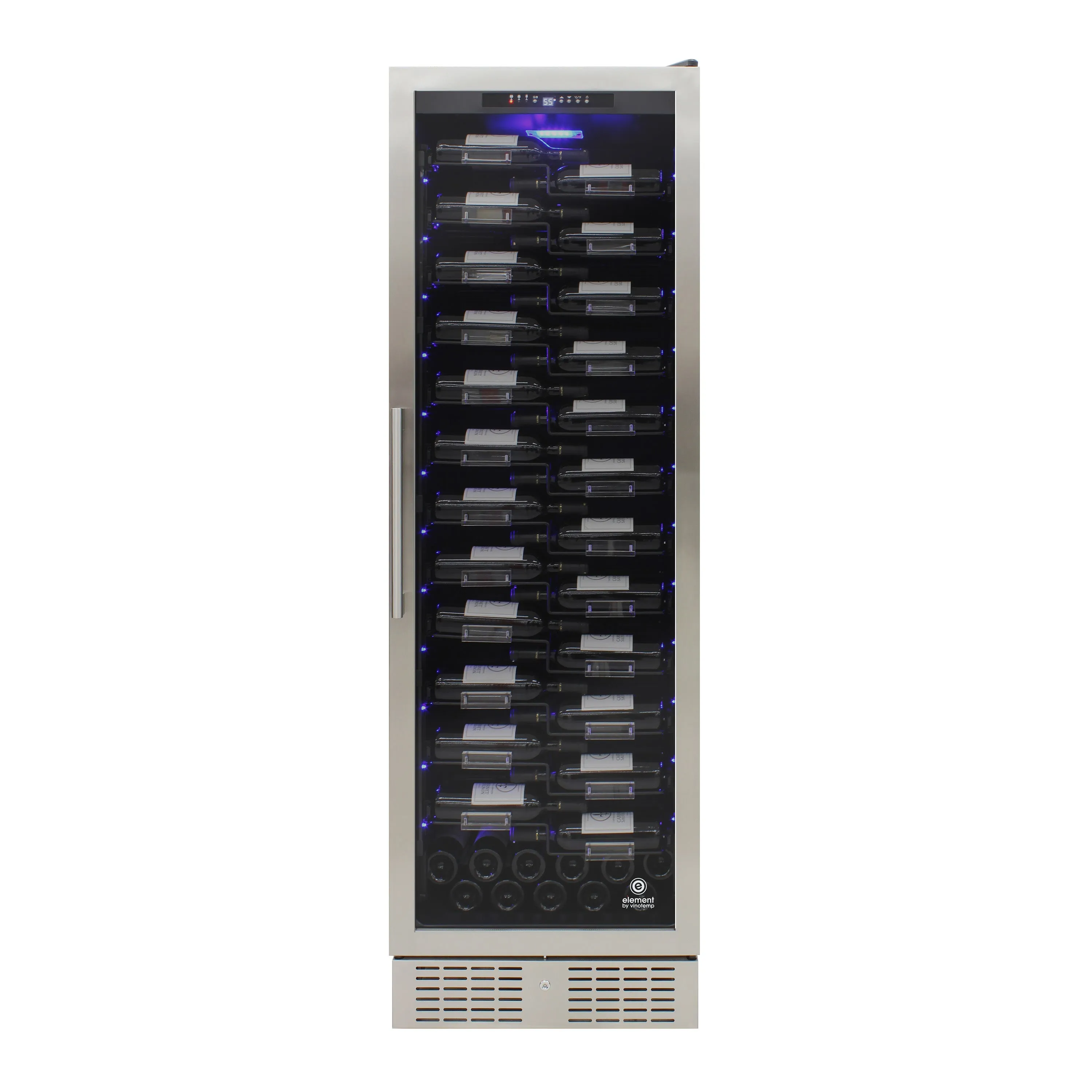 Vinotemp - EL-168ZZ-SSD. Vinotemp Connoisseur Series Single-Zone Wine Cooler with Forward Facing Label Racking. 157 Bottle Capacity. in Stainless Steel