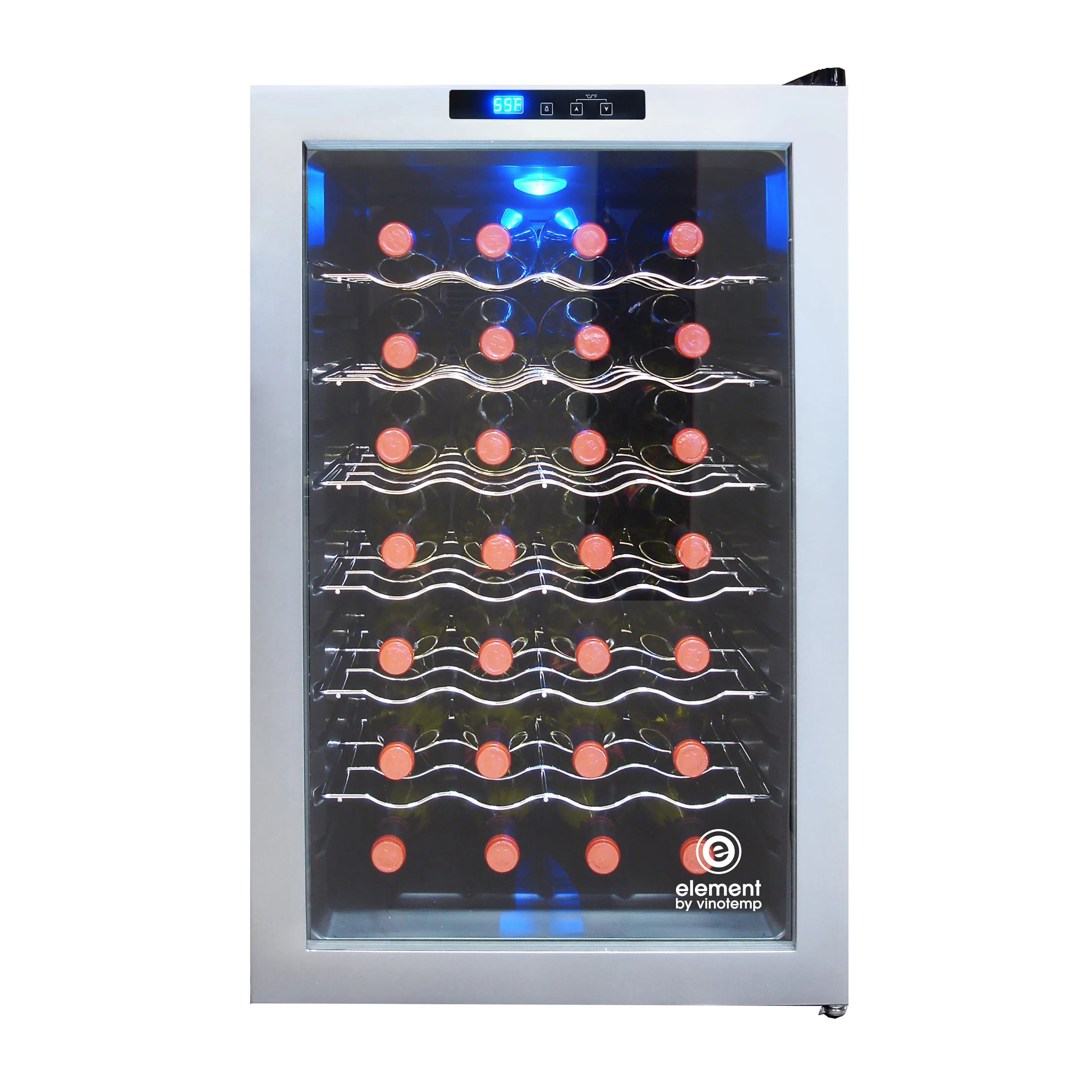 Vinotemp - EL-28SILC. Vinotemp Butler Series Wine Cooler with Touch Screen Controls. 28 Bottle Capacity. in Silver