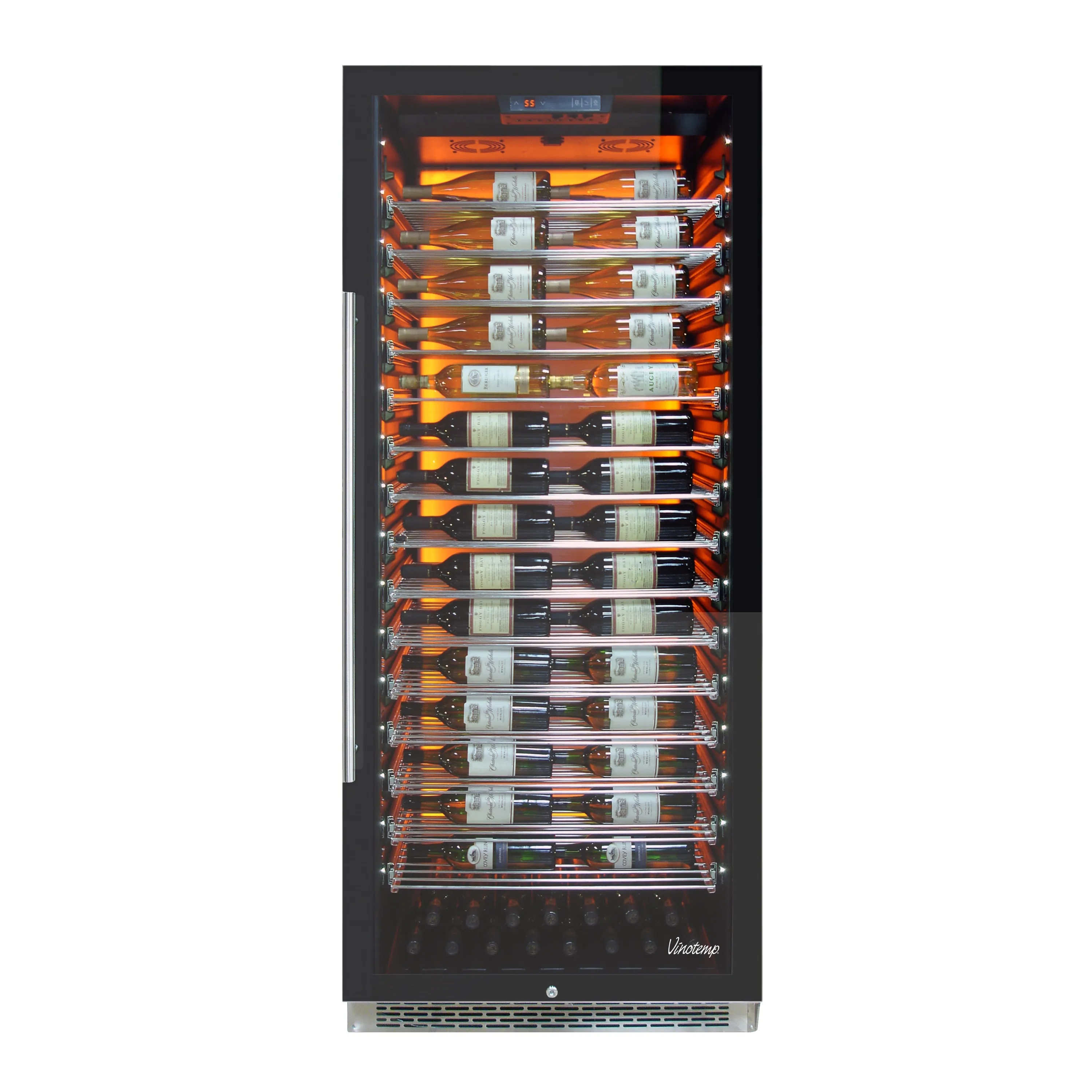 Vinotemp - EL-300COMM. Vinotemp Backlit Series Commercial 300 Wine Cooler. Right Hinge. 188 Bottle Capacity. in Black