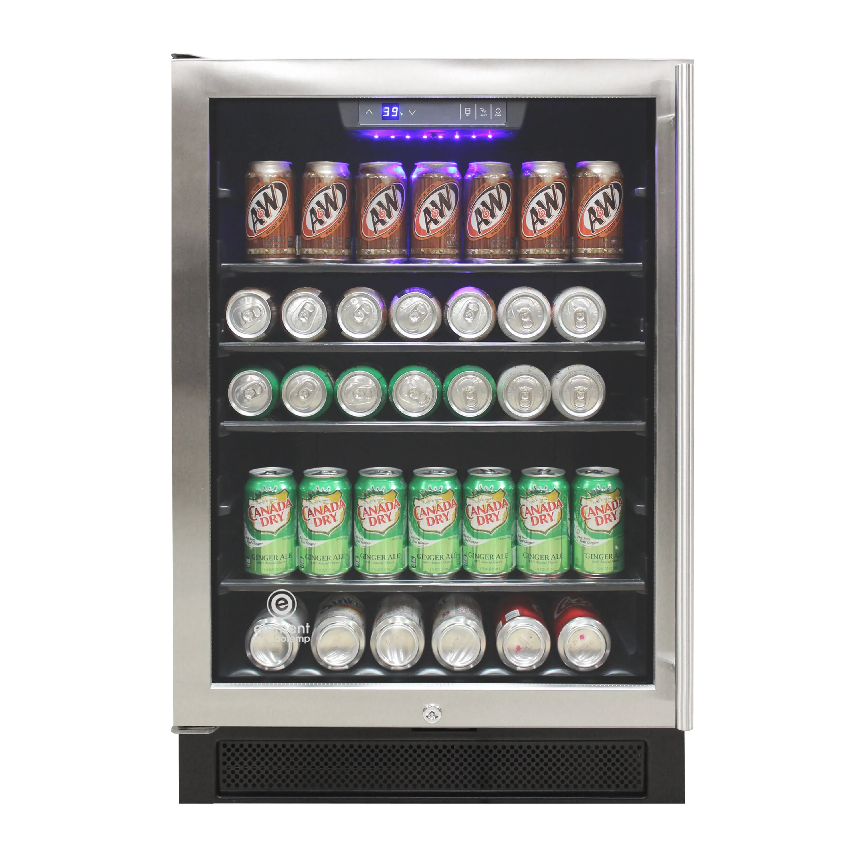 Vinotemp - EL-46WCBC-L. Vinotemp Connoisseur Series 46 Single-Zone Beverage Cooler. Left Hinge. 161 12 oz Can Capacity. in Stainless Steel