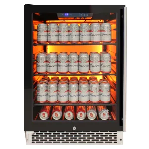 Vinotemp - EL-54BCCOMM-L. Vinotemp Backlit Series Commercial Beverage Cooler. Left Hinge. 117 Can Capacity. in Black