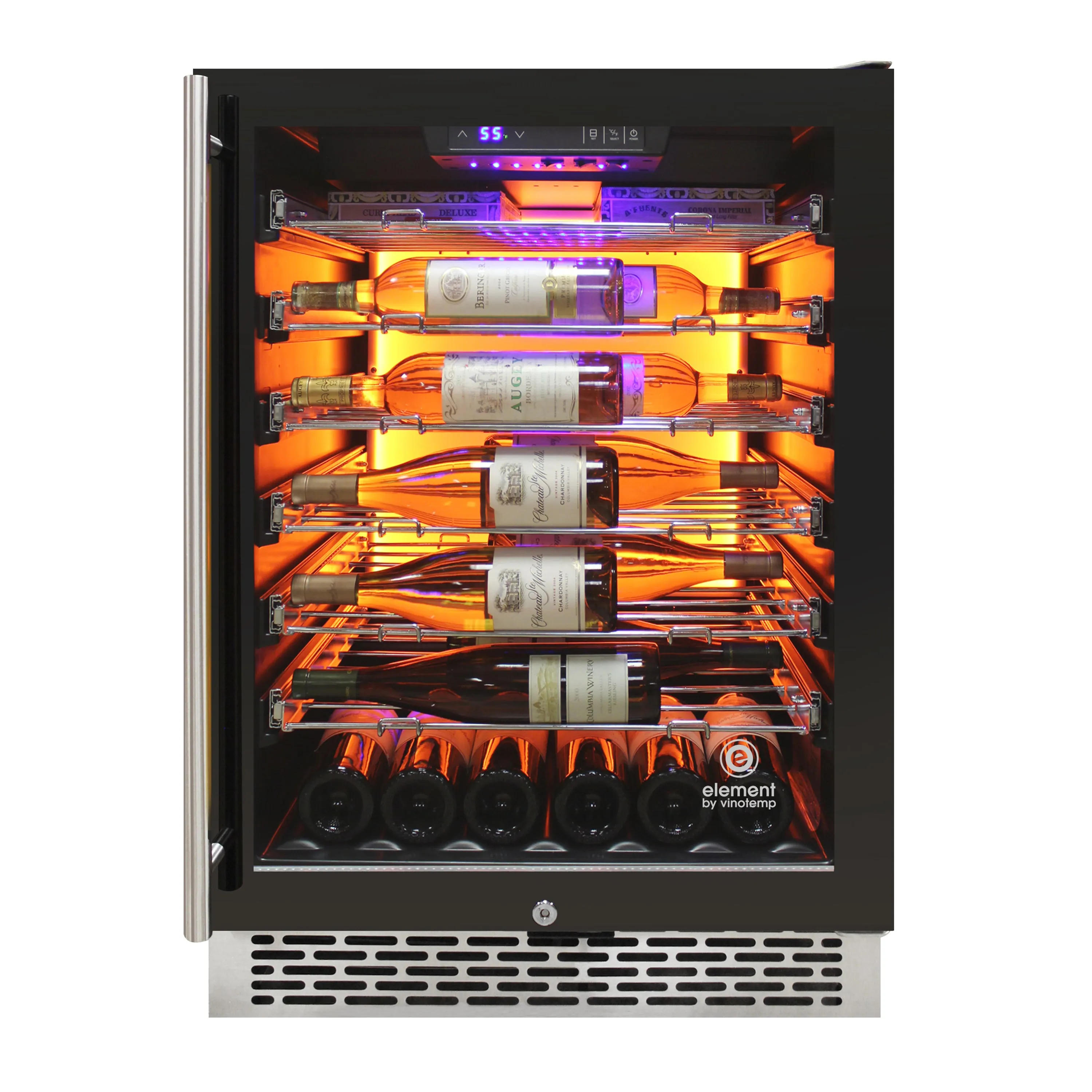 Vinotemp - EL-54COMM. Vinotemp Backlit Series Commercial Single-Zone Wine Cooler. 41 Bottle Capacity. in Black
