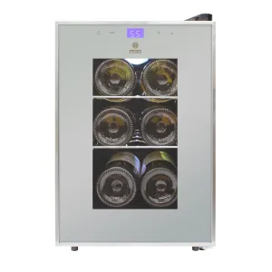 Vinotemp - EL-6SILST. Vinotemp Eco Series Compact Single-Zone Wine Cooler with Touch Screen Controls. 6 Bottle Capacity. in Silver