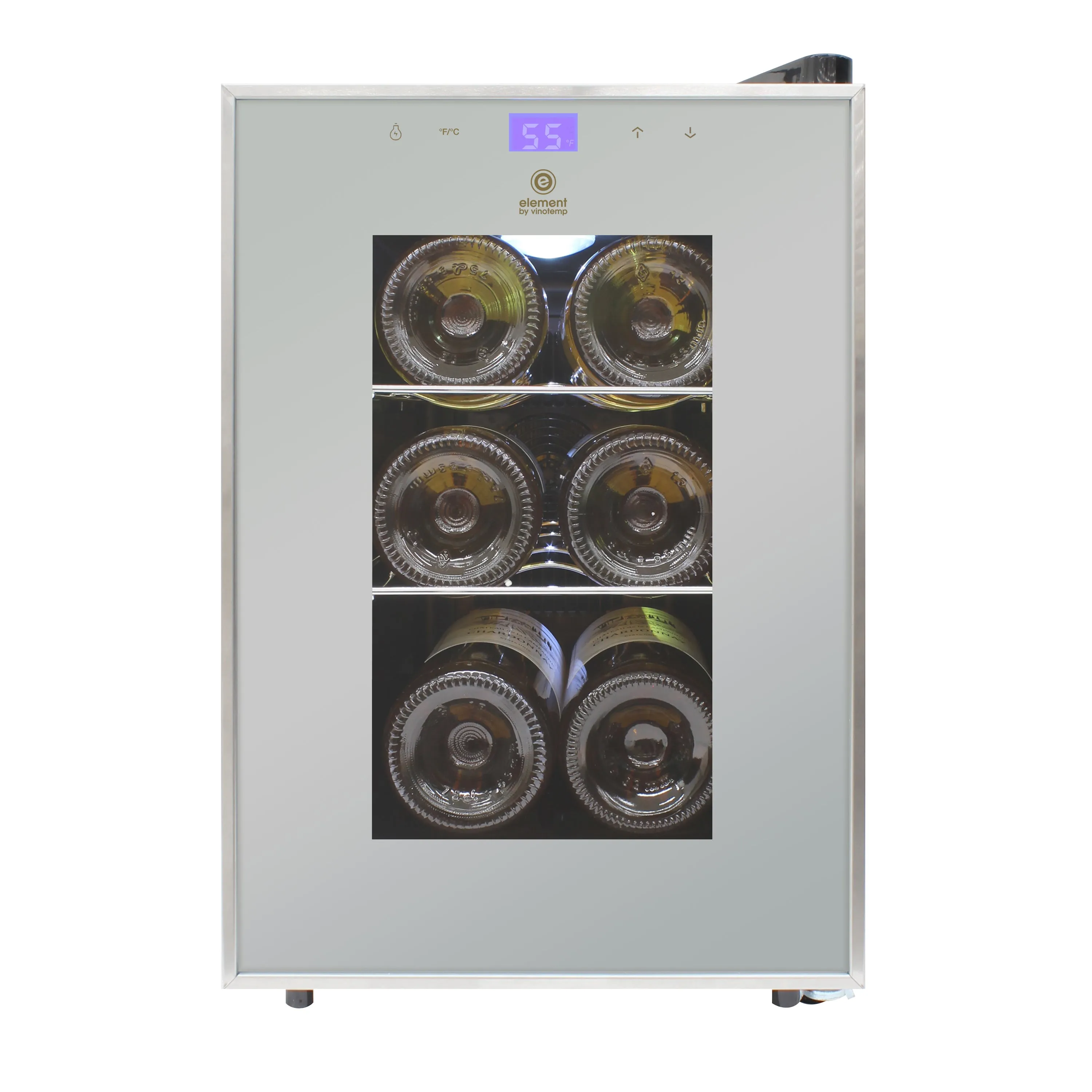 Vinotemp - EL-6SILST. Vinotemp Eco Series Compact Single-Zone Wine Cooler with Touch Screen Controls. 6 Bottle Capacity. in Silver