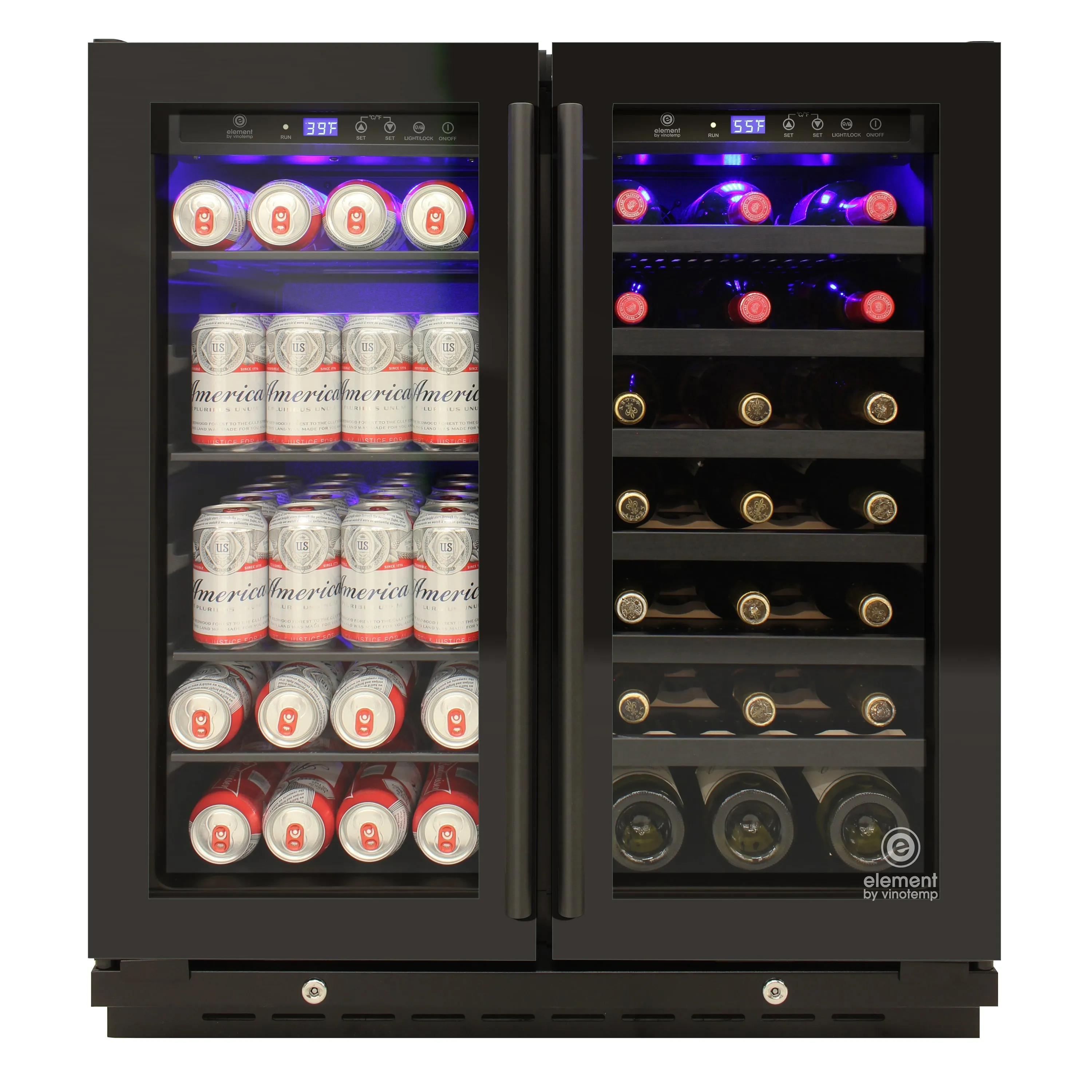 Vinotemp - EL-BWC101-01. Vinotemp Butler Series Wine and Beverage Cooler. 33 Bottle and 101 12 oz Can Capacity. in Black