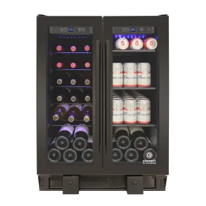 Vinotemp - EL-BWC102-02. Vinotemp Butler Series Touch Screen Wine and Beverage Cooler with French Doors. 24 Bottle and 58 12 oz Can Capacity. in Black