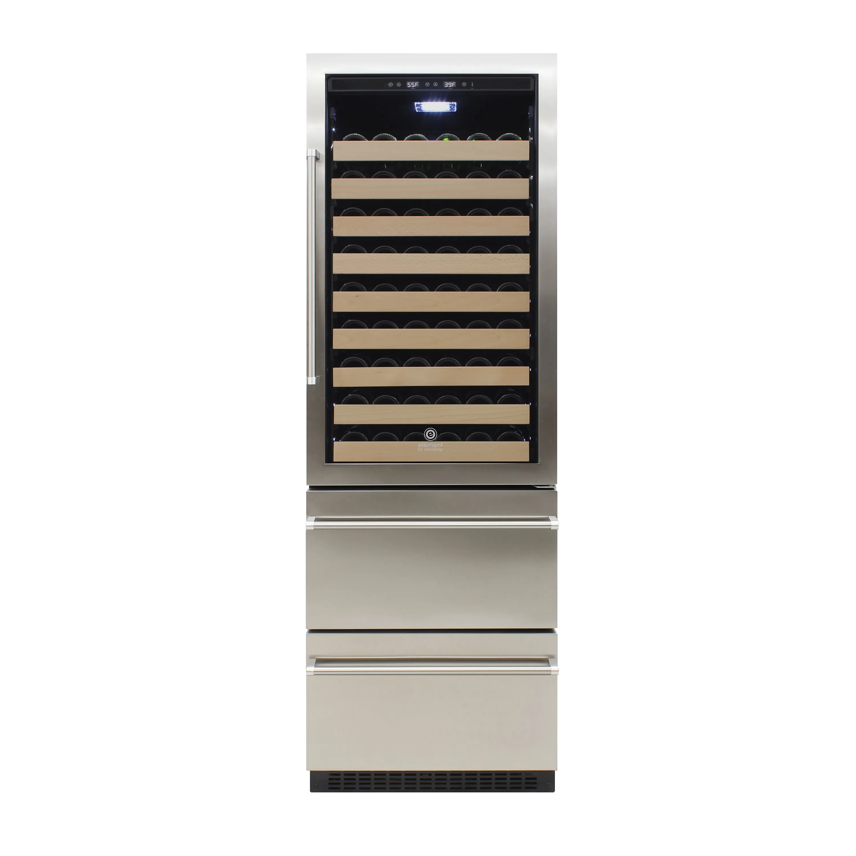 Vinotemp - EL-BWC108-SS. Vinotemp Connoisseur Series Dual-Zone Wine and 2 Drawer Beverage Cooler. 108 Bottles and 100 12 oz Can Capacity. in Stainless Steel