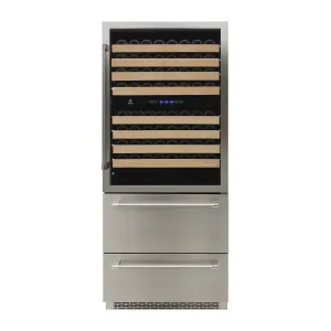 Vinotemp - EL-BWC30TB-S. Vinotemp Connoisseur Series Triple-Zone Wine and 2 Drawer Beverage Cooler. 135 Bottle Capacity. in Stainless Steel