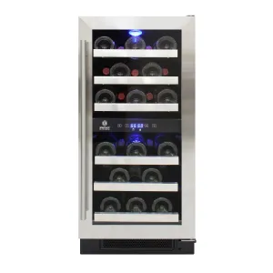 Vinotemp - EL-WCU113-03. Vinotemp Connoisseur Series Compact Dual-Zone Wine Cooler. 28 Bottle Capacity. in Stainless Steel