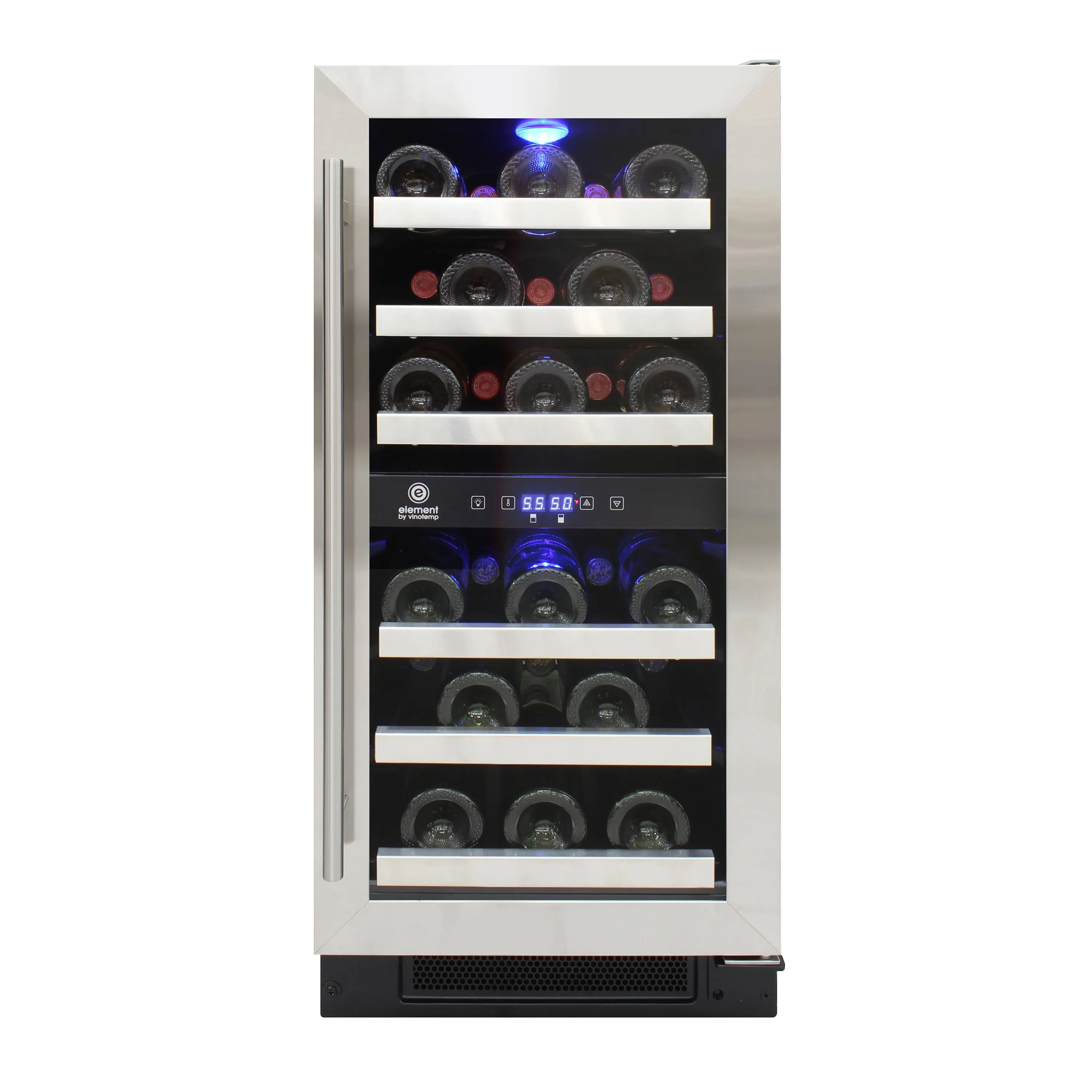 Vinotemp - EL-WCU113-03. Vinotemp Connoisseur Series Compact Dual-Zone Wine Cooler. 28 Bottle Capacity. in Stainless Steel