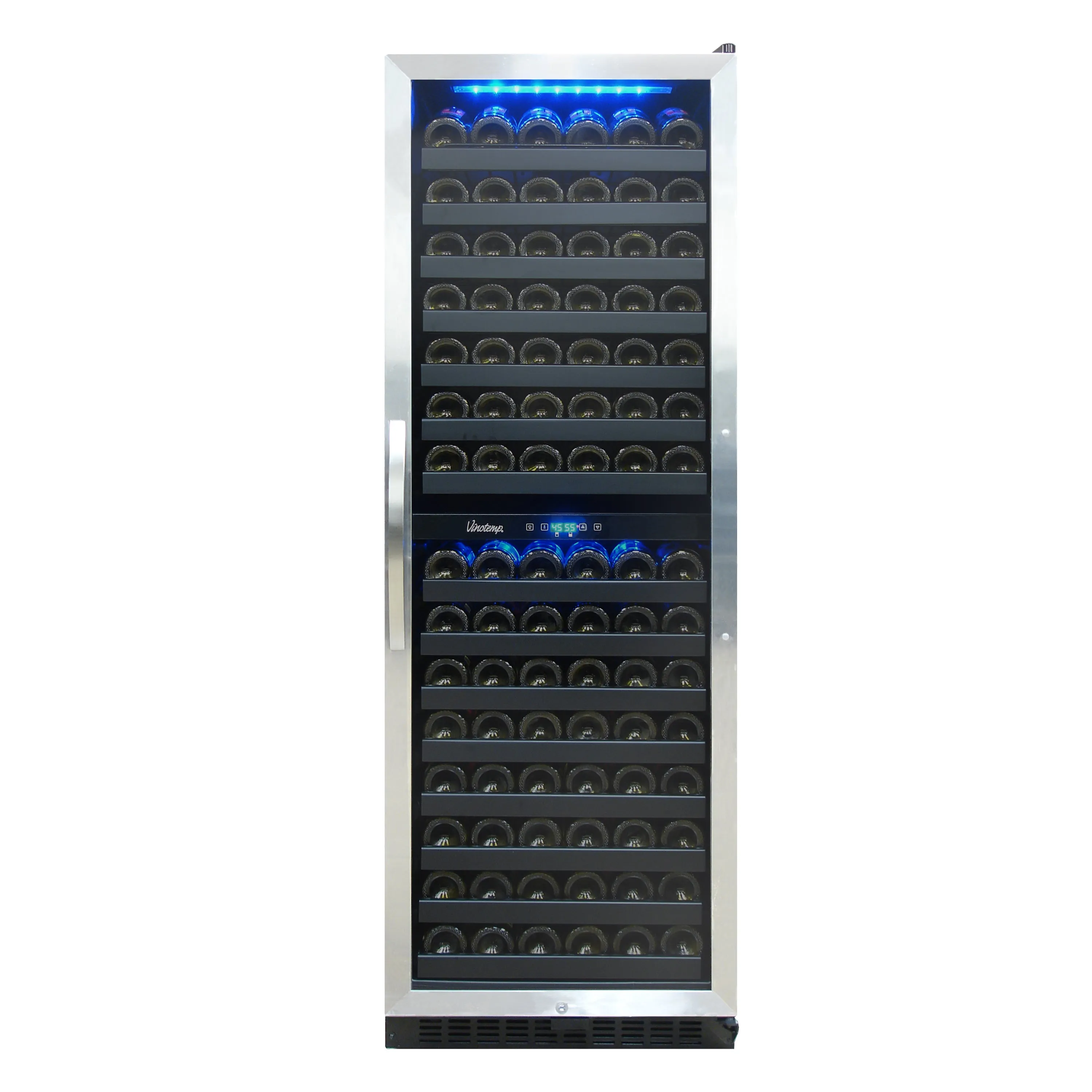 Vinotemp - VT-155SBB. Vinotemp Connoisseur Series Contemporary Dual-Zone Wine Cooler. 155 Bottle Capacity. in Stainless Steel