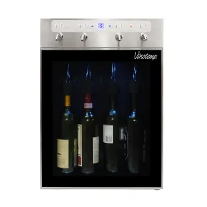 Vinotemp - VT-PRWINEDIS4S. Vinotemp WineSteward Wine Dispenser with Push Button Control. 4 Bottle Capacity. in Stainless Steel