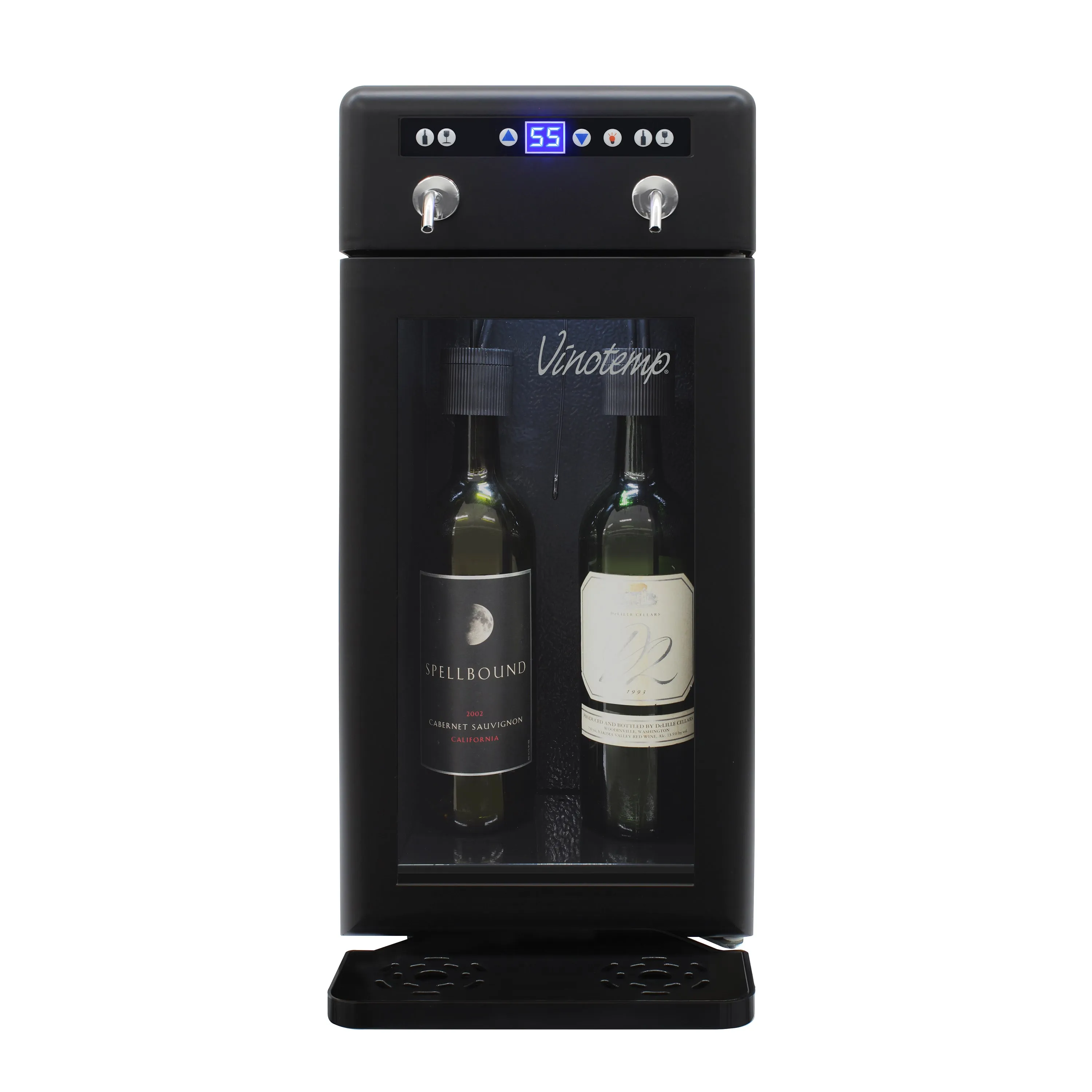 Vinotemp - VT-WD002-BLK. Vinotemp Wine Dispenser with Drip Tray and Push Button Controls. 2 Bottle Capacity. in Black