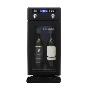 Vinotemp - VT-WD002-BLK. Vinotemp Wine Dispenser with Drip Tray and Push Button Controls. 2 Bottle Capacity. in Black