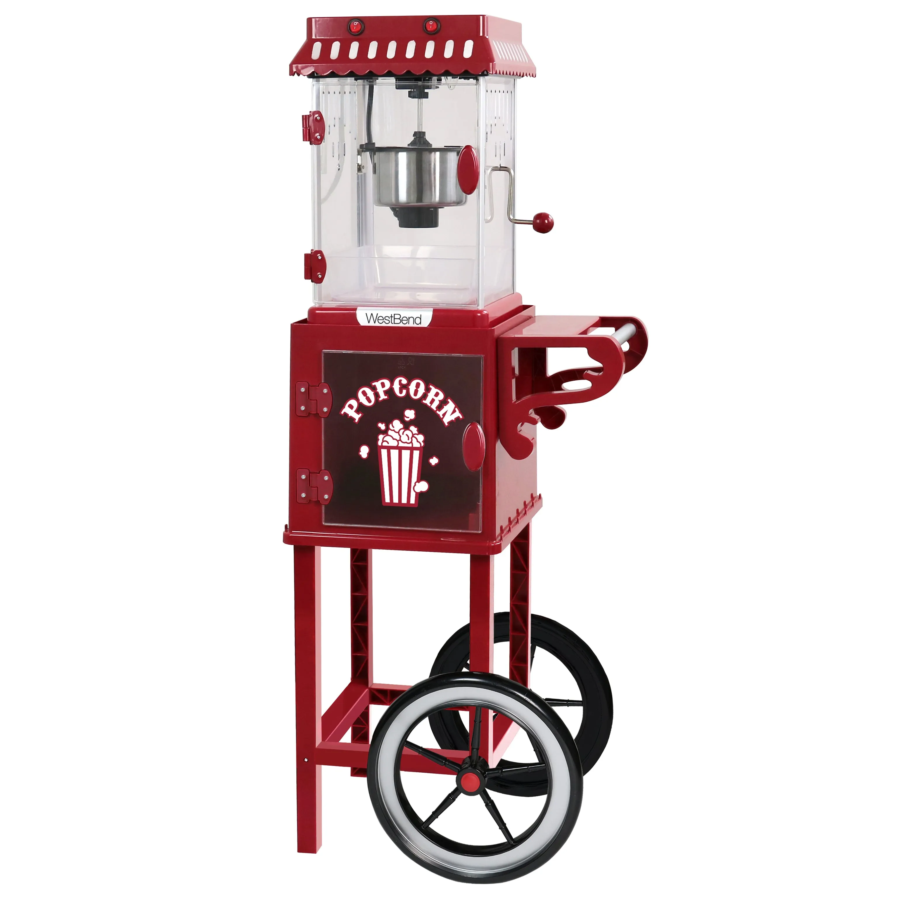 West Bend - PCMC20RD13. West Bend Compact Movie Theater Style Popcorn Machine and Cart with Onboard Storage. 10-Cup Capacity. in Red